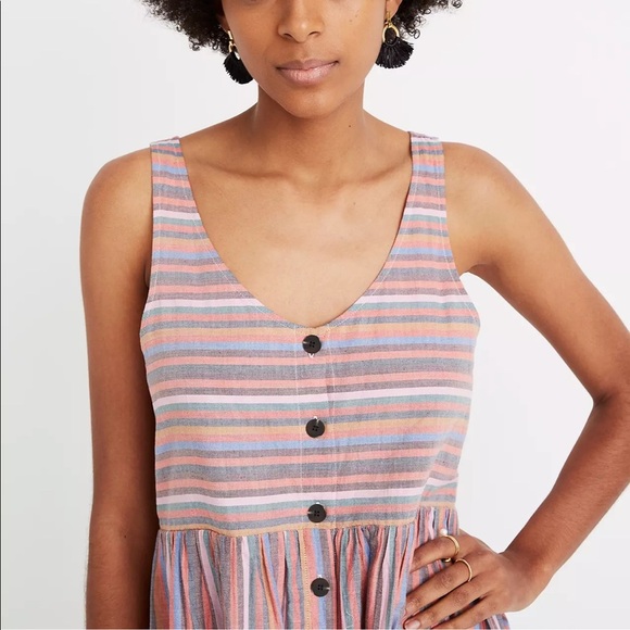 Like New! Madewell Scoopneck Tank Dress in Rainbow Stripe - Picture 11 of 11